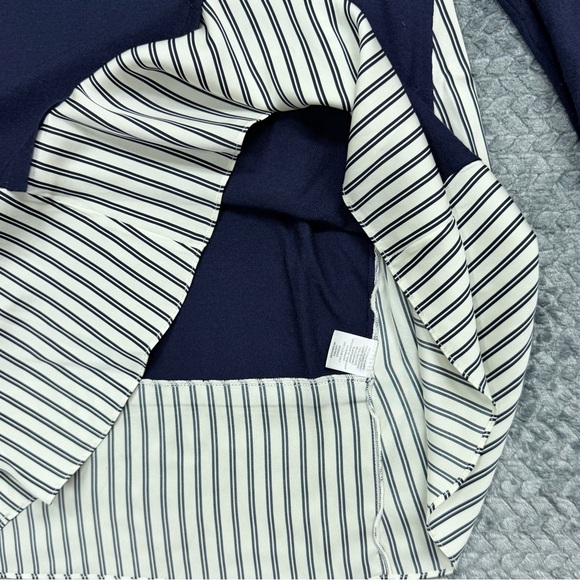 Nordstrom Collection Navy Blue Layered Silk Mixed Media Sweater Size Medium - Picture 6 of 10